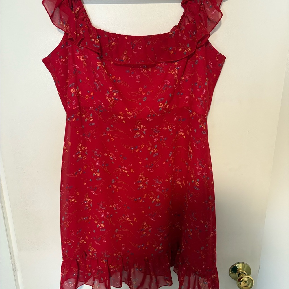 Park & Fifth Red Floral Ruffle Dress